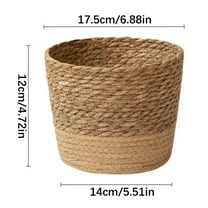 Seagrass Basket Planters, Flower Pots Cover Storage Basket Plant Containers Hand Woven Basket Planter with Plastic Liners Straw Flower Pot for Indoor Outdoor Plant-M