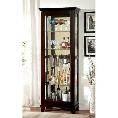 Furniture Of America Phillip 5 Shelf Glass Door Curio Cabinet In