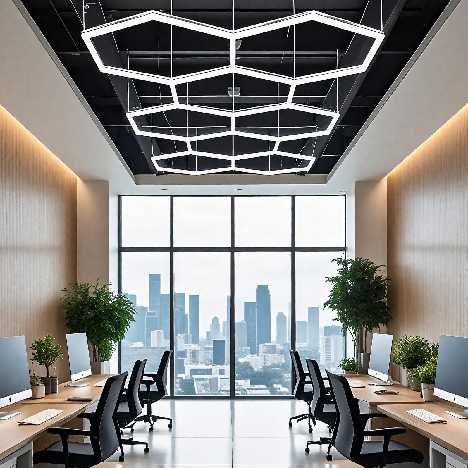 Hexagon LED Garage Lights - 222W, 22200LM, 8 Grids, 6500K Super Bright, Honeycomb Design, Ceiling Mount for Garage, Barber, Warehouse, Car Detailing Shop, Exhibition Hall, Gym