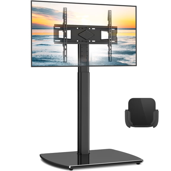 Modern Black Floor TV Stand for TVs up to 65 Inch, Universal Swivel Mount, Black