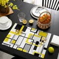 thumbnail image 5 of Placemat Nordic Medieval Geometric Abstract Yellow Dining Tableware Mats Kitchen Dish Mat Pad 4/6pcs Table Mat Home ration, 5 of 7