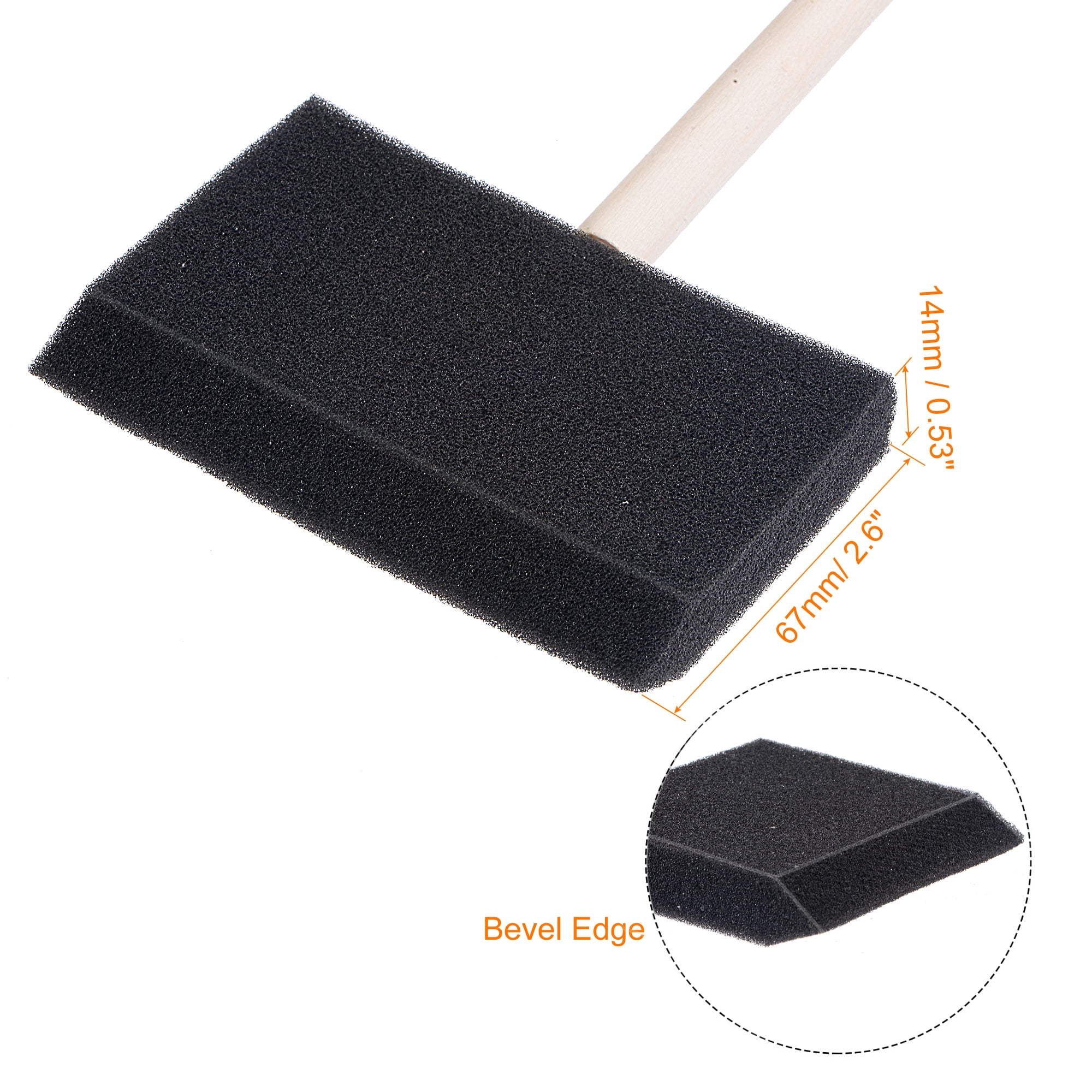 Uxcell 4 inch Foam Paint Brushes with Wood Handle 48 Pack