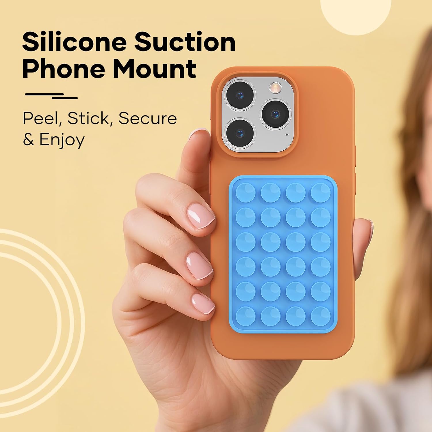 MKEUDQ-Silicone Phone Sticky Grip, Suction Phone Case Mount for iPhone and Android, Hands-Free Sticky Cell Phone Grip, Mobile Fidget Mirror Holder for Selfies and Videos