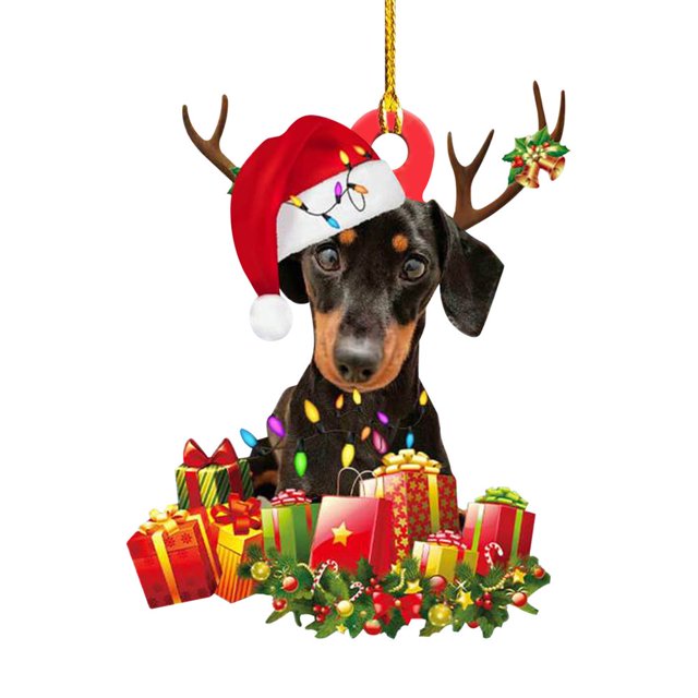 Christmas Dog Decorations Pendant Hanging Ornament Gift Party For Tree Unique Design Multicolor Pendants 6Pcs