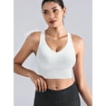 thumbnail image 3 of Deyllo Women's High Impact Sports Bras Padded Wireless Workout Crop Tank Top Yoga Exercise Bras,White M, 3 of 8