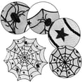 thumbnail image 4 of Round Lace Table Topper Black Spider Tablecloth and Fireplace Spider Decorations Lace Spiderweb Mantle Scarf Cover for Halloween Window, Dinner Party, Festival Party, Scary Movie Nights, 4 of 7