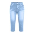 thumbnail image 4 of Purcolt Faux Denim Capri Pants for Women High Waisted Stretchy Jean Capris Pull on Jeggings Casual Denim Capri Leggings, 4 of 5