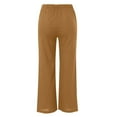 thumbnail image 4 of Women High Waisted Wide Leg Pants Fashion Drawstring Elastic Trousers Comfy Straight Leg Women Dress (2-Khaki, XL), 4 of 5