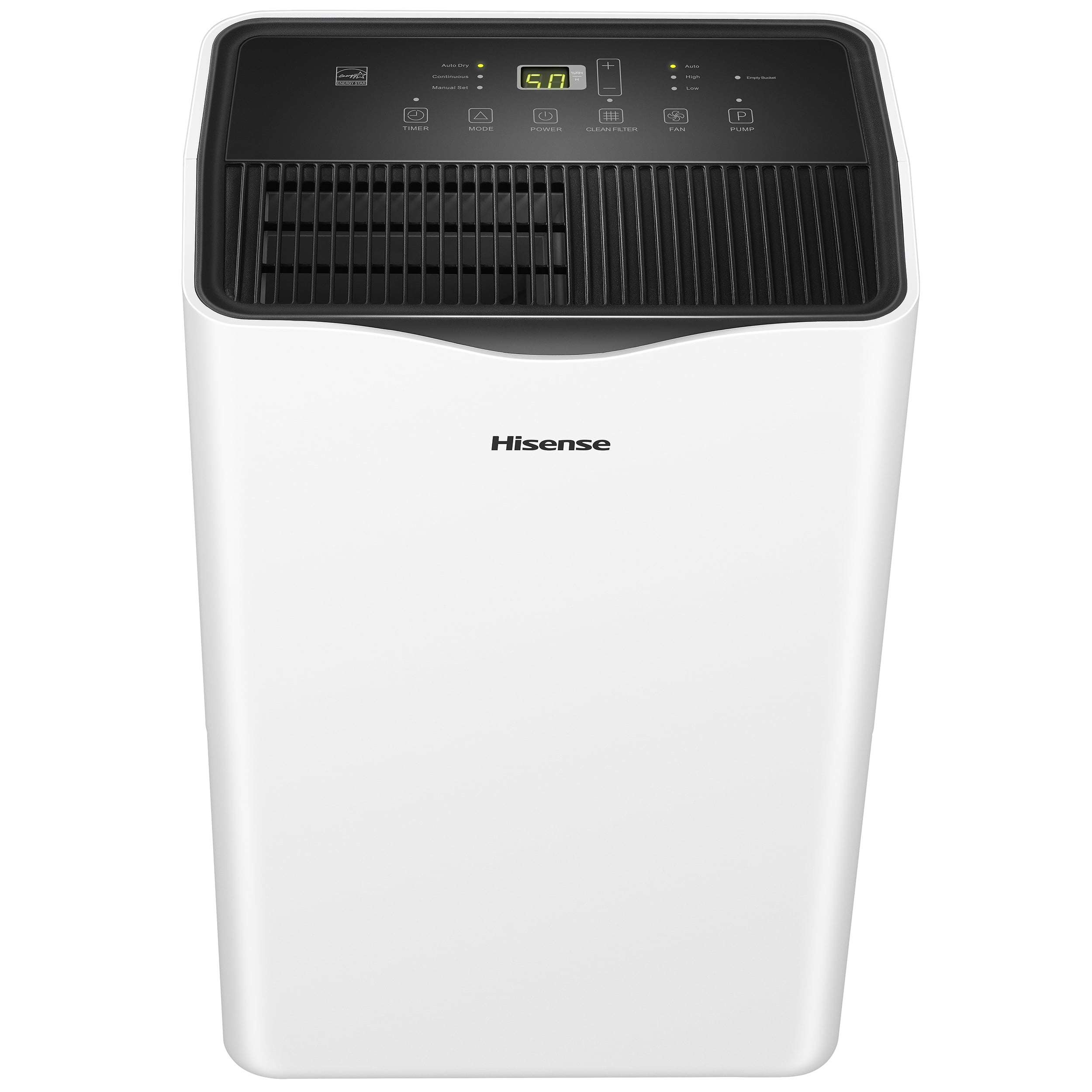 Hisense 50 Pint Dehumidifier 4,500 Sq. Ft for Multi-Scenario Use, Energy Star Certified, Easy Carry Handle, Low Noise Operation, Hassle-Free Water Removal, White (WHD5025P)
