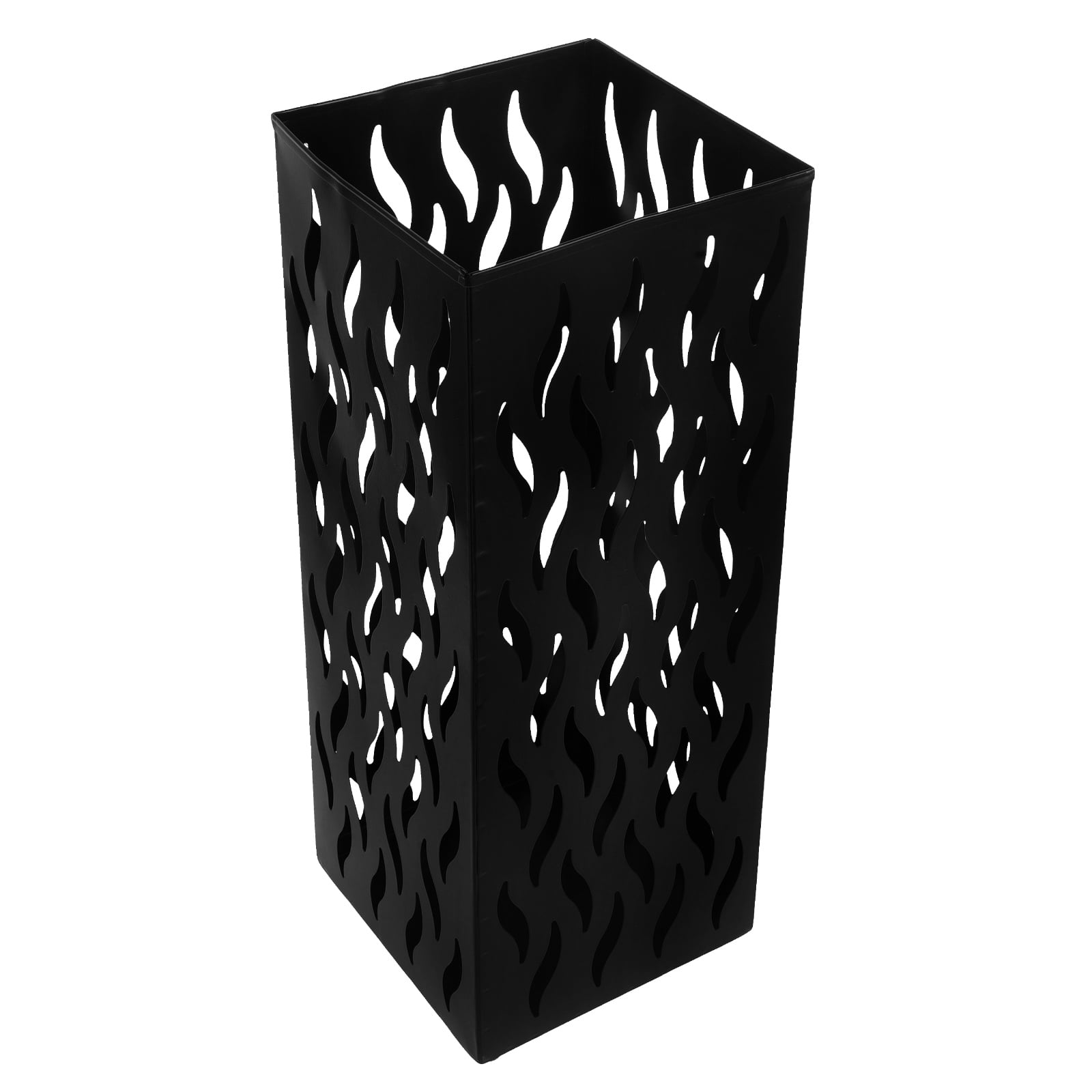 Rustic Metal Umbrella Stand Rack with Design, Farmhouse Tin Bucket Vase Holder for Canes, Walking Sticks, Golf Organizer Black