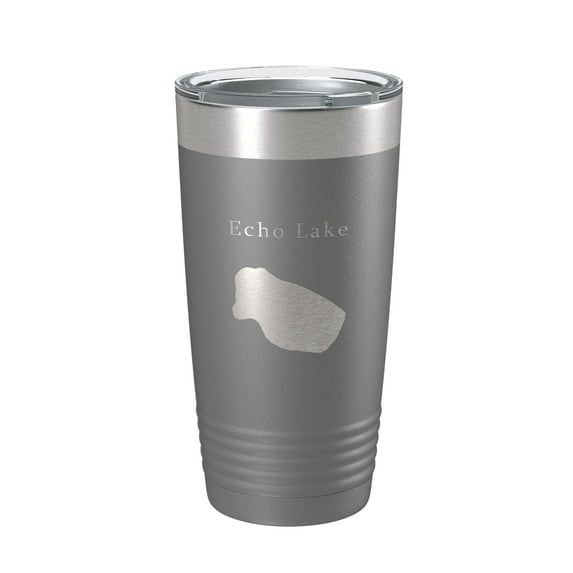 Echo Lake Map Tumbler Travel Mug Insulated Laser Engraved Coffee Cup Colorado 20 oz Dark Gray