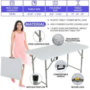 NiamVelo Folding Table 4 Ft Plastic Picnic Table Height Adjustable Foldable Table for Indoor & Outdoor Party Banquet Camping Picnic Home Dinner Office,White