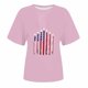 thumbnail image 4 of Blusas para las Mujeres Casual, Estampado Manga Corta Cuello Redondo Camiseta Top Hecho de Cómodo Estante de Imitación para Toda la Temporada de Uso Diario, Tops Cortos para las Mujeres, 4 of 4