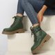 thumbnail image 3 of NECHOLOGY Botas Mujer Adulto Femenino Zapatos Botines de mujer Otoño e invierno estilo británico Popular suela gruesa con cordones zapatos de mujer aparecen botas delgadas (Green, 6.5), 3 of 7
