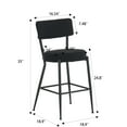 thumbnail image 7 of Set of 4 modern teddy fabric upholstered bar stools - Metal base high stool - Suitable for kitchen, dining and living room - Black - Stylish and comfortable island seating, 7 of 7