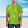 thumbnail image 2 of KLL Lime green glitter Pattern Men's Hawaiian Shirt Short Sleeve Button Down Beach Shirts,Medium, 2 of 7