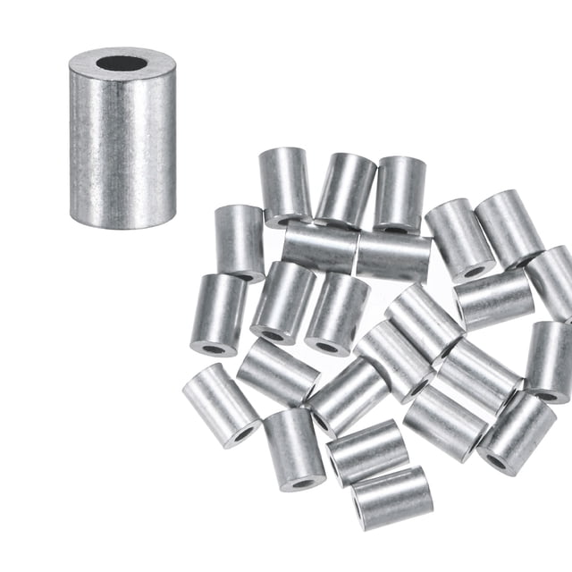 Uxcell 100-Pack Mangas de Crimpado de Aluminio, 1.2mm 3/64 Mangas de Cuerda de Alambre de Barril Redondo