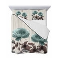 thumbnail image 7 of Teal Blue Floral Twin Size Down Alternative Comforter, Lightweight Comforter Quilt Bedding Set with Pillow Shams Vintage Rustic Botanical Beige Wooden All Seasons Bed Comforter Duvet Insert 68"x86", 7 of 7