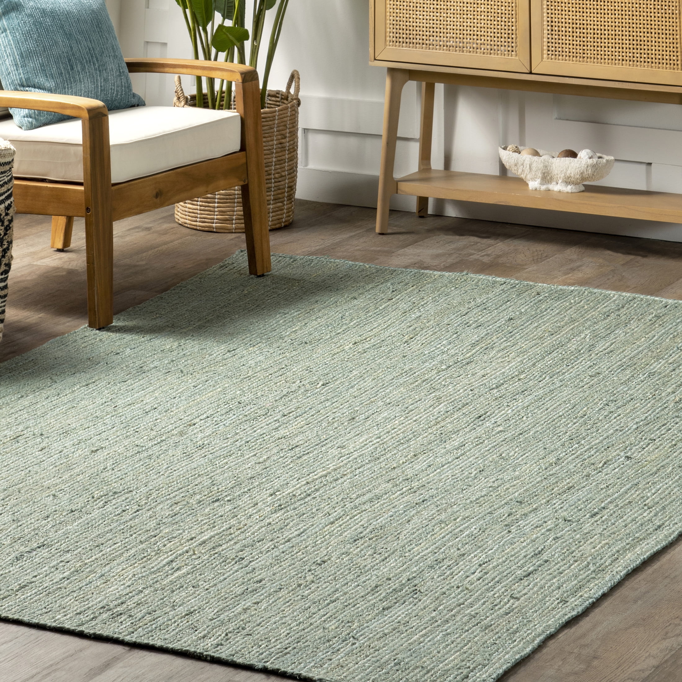 nuLOOM Rigo Hand Woven Farmhouse Jute Area Rug, 7' 6" x 9' 6", Green