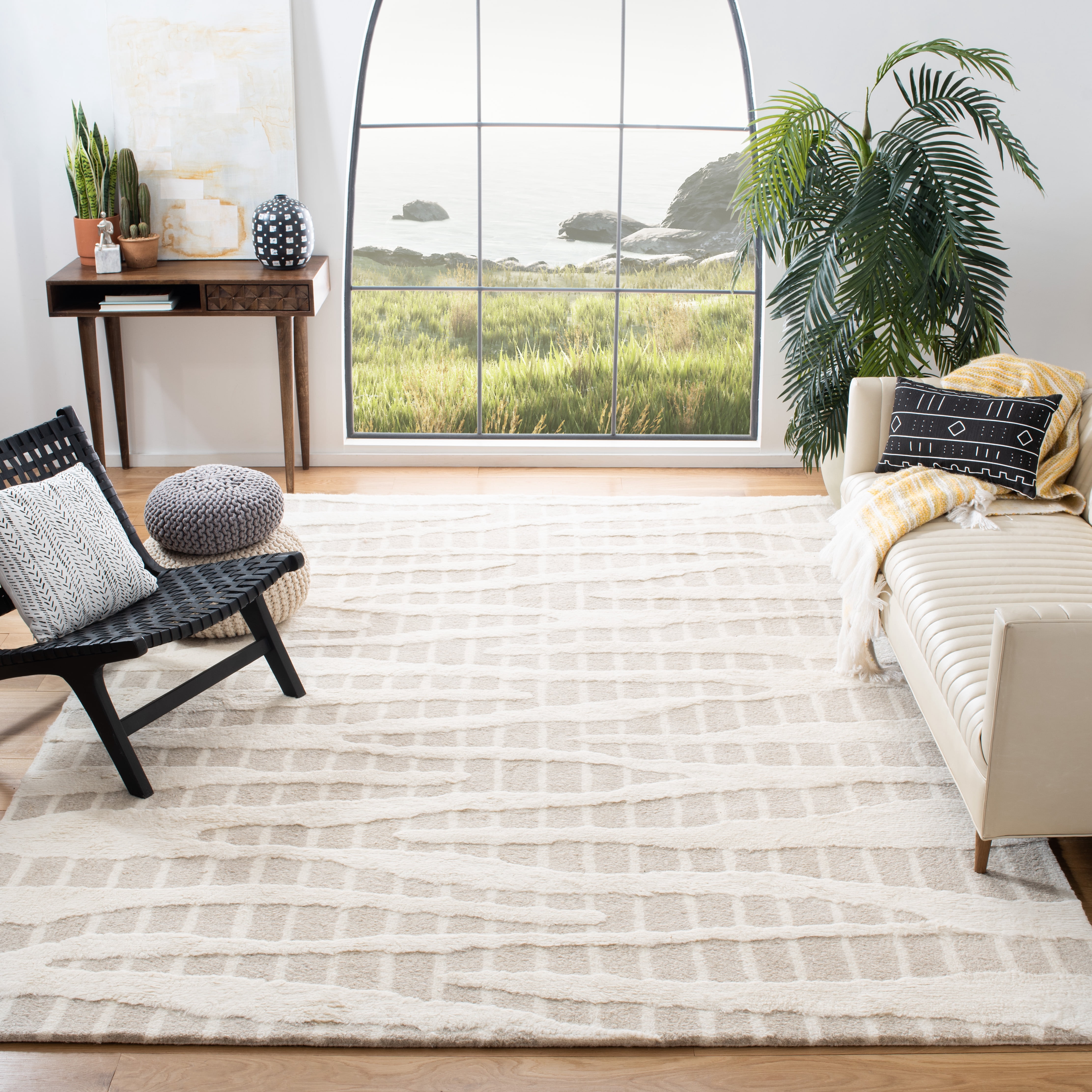 SAFAVIEH Manhattan Alexanndria Striped Area Rug, Beige/Ivory, 8' x 10'