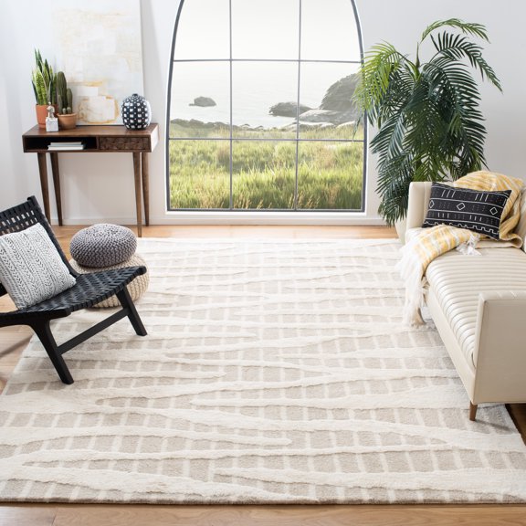 SAFAVIEH Manhattan Alexanndria Striped Area Rug, Beige/Ivory, 8' x 10'