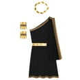 thumbnail image 5 of vastwit Mens Ancient Greek Toga Roman Caesar Warrior Robes Tunic Dress with Headwear Set Black M, 5 of 7