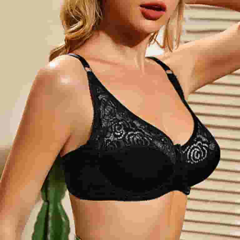 ブラジャー ^ ^ Women's CK Black Floral Lace AF Push-Up Plung Women's CK Black Floral Lace AF Push-Up Plu CK Black Floral
