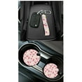 thumbnail image 4 of Jeiento Cherry 15 Piece Car Seat Covers Full Set Daisy Steering Wheel Cover Safe Belt Pads Trash Bin Rearview Mirror Cover Coasters Keychain Car Vent Organizer Pink Car Decoration for SUV Sedan, 4 of 7