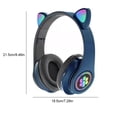 thumbnail image 4 of Injueey Auriculares con orejas de gato Auriculares inalámbricos Música Estéreo Auriculares con azules con micrófono Niños Hija fone Gamer Cables de audio/vídeo azul, 4 of 6