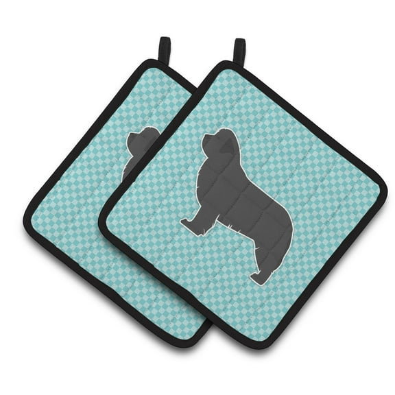Carolines Treasures BB3764PTHD Newfoundland Checkerboard Blue Pair of Pot Holders , 7.5HX7.5W, multicolor