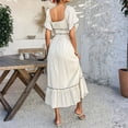 thumbnail image 4 of Women's Off the Shoulder Ruffle Maxi Dress Short Sleeve Tiered Graduation Boho Sundress, 4 of 9