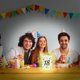 thumbnail image 4 of CMrtew - Paquete de 3 pantallas para velas de los deseos, portavelas de té con texto en inglés "Happy Birthday", de plástico blanco a granel con patrón de globos, decoraciones de mesa para fiestas de, 4 of 8