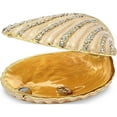 thumbnail image 2 of Fashion Bejeweled Pinky Clam Shell Trinket Box (3.25 X 3) Made In China bj2028, 2 of 5