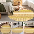 thumbnail image 5 of Round Area Rug 5 Ft, Yellow Khaki Boho Washable Non-Slip Circle Carpet for Living Room/Bedroom, Vintage Ethnic Tribe Abstract Art Low-Profile Runner Mats Collection Rugs for Indoor, 5 of 7