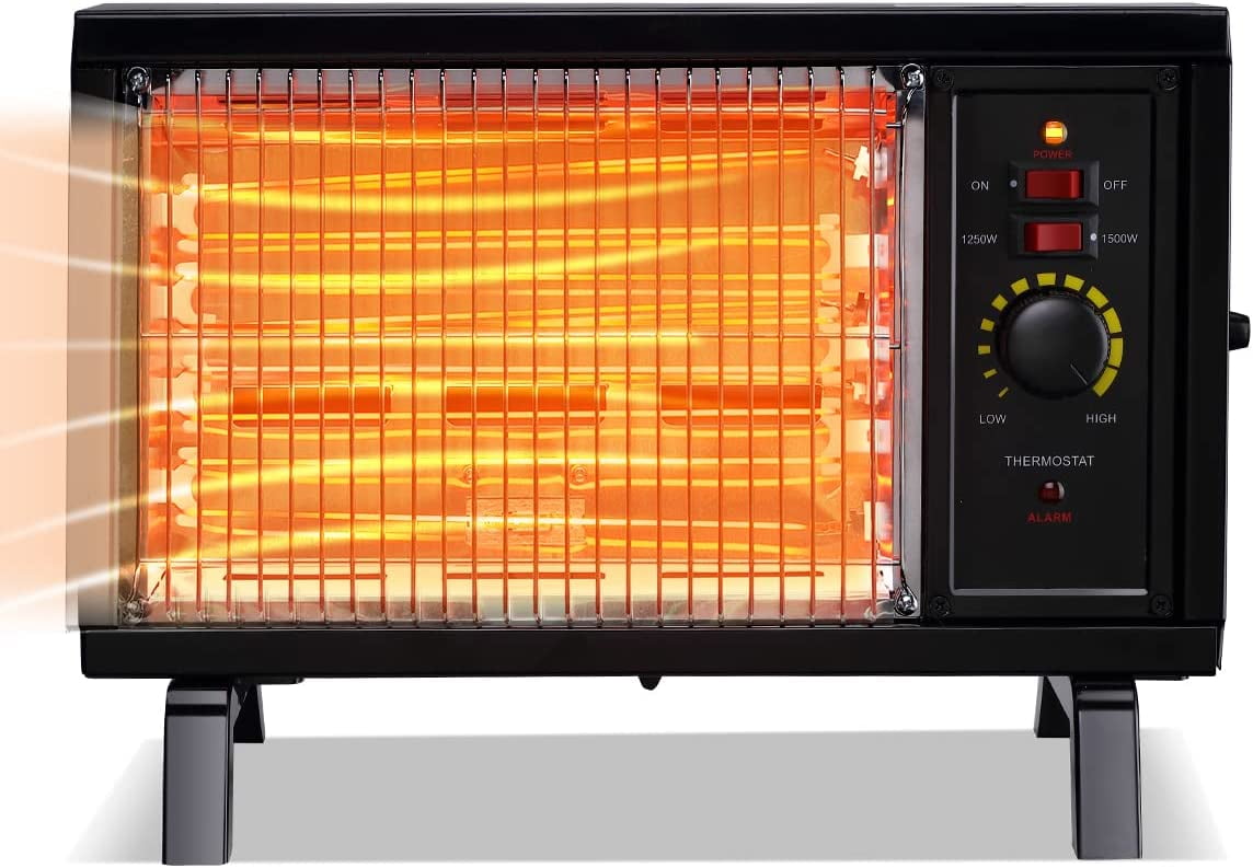 ETL Portable Radiant Heater, 1250W/1500W Space Heater for Indoor Use