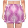 thumbnail image 3 of Women's Satin Pajama Shorts Pink Striped Pattern with Pockets, Elastic Waist Sleep Lounge Shorts, 3 of 7