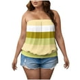 thumbnail image 2 of UVEASISHA Plus Size Striped Tube Tops for Women Sleeveless Smocked Bandeau Tank Top Strapless Backless Tanks Yellow S, 2 of 6