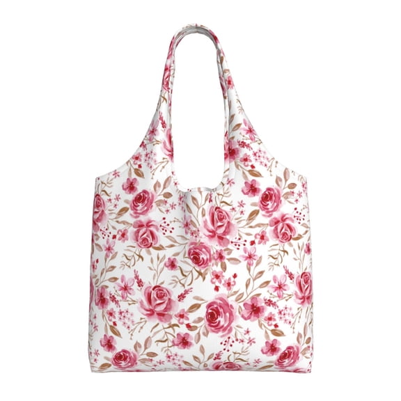 Vsdgher Rose Flowers Print canvas Tote Bag, Lightweight Cloth Bags, Suitable for shopping, groceries, travel