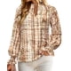 thumbnail image 3 of Blusa MASCOMODA de chifón floral con cuello en V y manga larga para mujer, 3 of 6