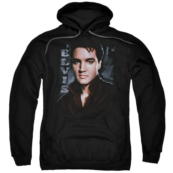 Trevco ELV287-AFTH-1 Elvis Presley & Tough Adult Pull-Over Hoodie, Black - Small
