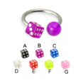 thumbnail image 1 of Circular Horseshoe Barbell With Acrylic Dice And Ball, 16 Ga,1/2" (13Mm),Pink - G, 1 of 1