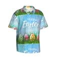 thumbnail image 3 of Xecao Happy Easter print Hawaiian shirt - a stylish short-sleeve button-down for men, perfect for casual beach and tropical outings., 3 of 9