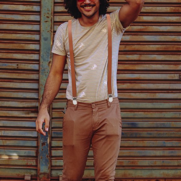 Raindrops Mens Suspenders Dressy Adjustable Length Y Back 1Pcs Brown