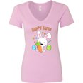 thumbnail image 3 of Inktastic Happy Easter Bunny with Eggs and Carrot Women's V-Neck T-Shirt, 3 of 5