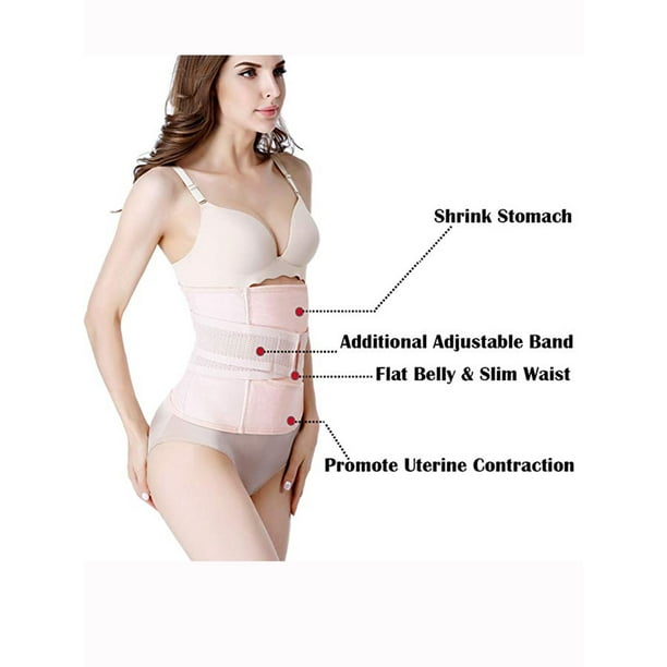 Women's Postpartum Belly Girdle Tummy Control Wrap Recovery Corset Belt  Belly Band Binder Waist Shapewear White/Pink 