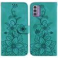 thumbnail image 2 of Compatible avec Nokia G42 5G Étui Portefeuille Embossé Lys avec Porte-Cartes en Cuir PU Couverture Rabattable, 2 of 5