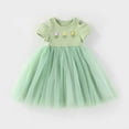 thumbnail image 2 of LUOGENLI Robe Fille Manches Courtes Florale Fête de Vacances Robe en Maille Danse Robe Princesse Robe pour Filles Denim Noir Vert 3-4 Ans, 2 of 6