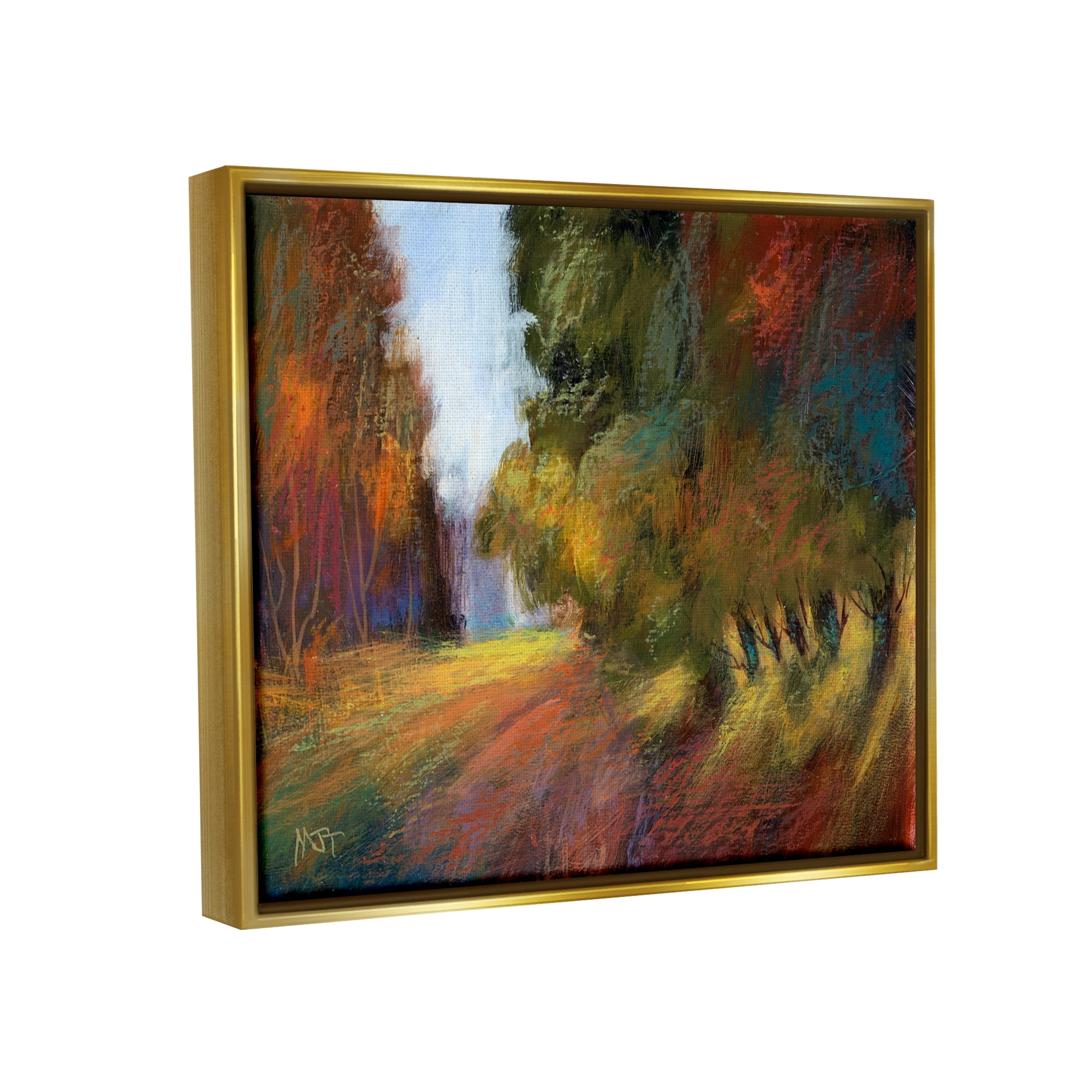 Stupell Vivid Tree Grove Clearing Landscape Painting Gold Floater Framed Art Print Wall Art