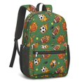 thumbnail image 2 of Football and Basketball Green Pattern 17" School Backpacks for Teens,Waterproof Oxford Fabric,S-Shape Padded Straps for School,Travel,Hiking,Camping, 2 of 6