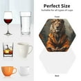 thumbnail image 6 of Yiaed Jungle Meditating Lion Print Leather Coasters for Drinks - Cup Coasters Coffee Table Kitchen Table Bar, Home & Office Gifts Handmade Drink Coasters-Hexagon, 6 of 6